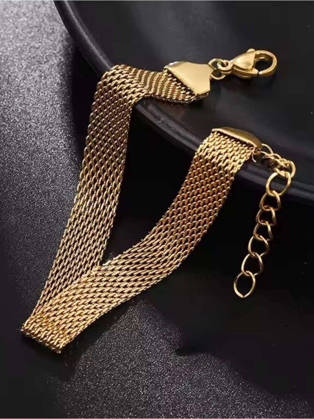 Gold Mesh Chain Bracelet - Elegant Jewelry